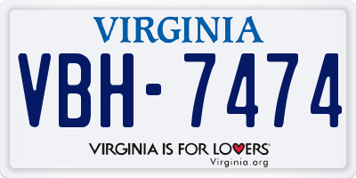 VA license plate VBH7474