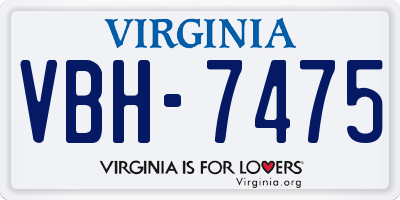 VA license plate VBH7475