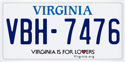VA license plate VBH7476