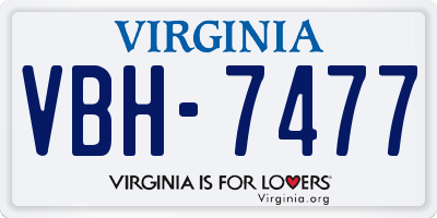 VA license plate VBH7477