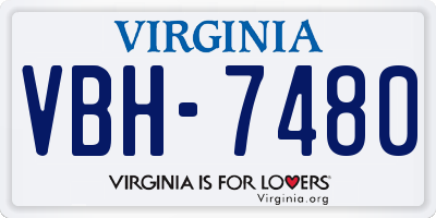 VA license plate VBH7480