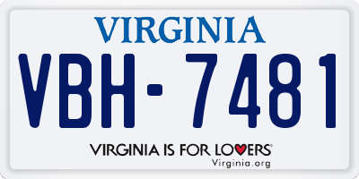 VA license plate VBH7481