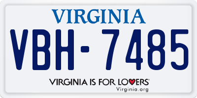VA license plate VBH7485