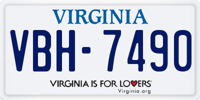 VA license plate VBH7490