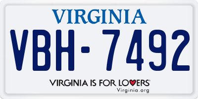 VA license plate VBH7492