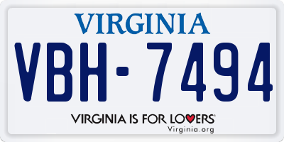 VA license plate VBH7494