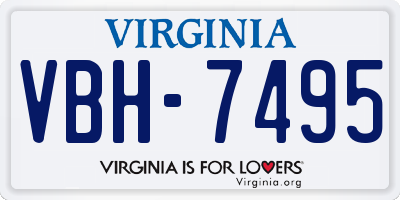VA license plate VBH7495