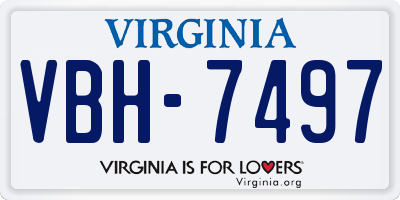 VA license plate VBH7497