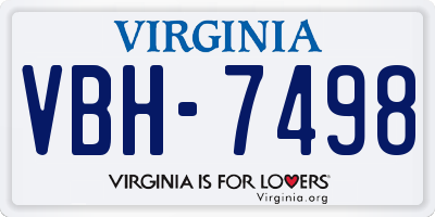VA license plate VBH7498