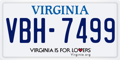 VA license plate VBH7499