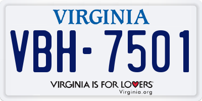 VA license plate VBH7501