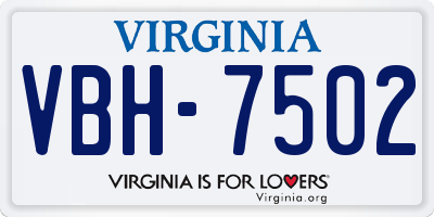 VA license plate VBH7502