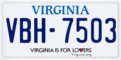 VA license plate VBH7503