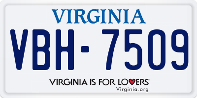 VA license plate VBH7509