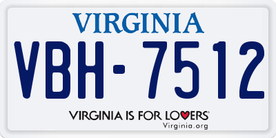 VA license plate VBH7512