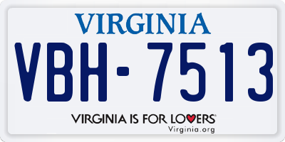 VA license plate VBH7513