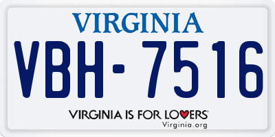 VA license plate VBH7516
