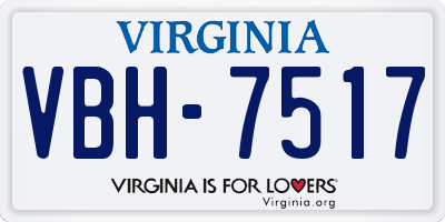 VA license plate VBH7517