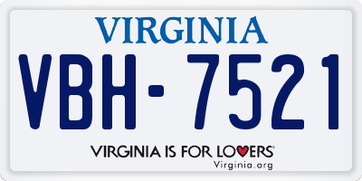 VA license plate VBH7521