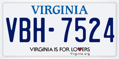 VA license plate VBH7524