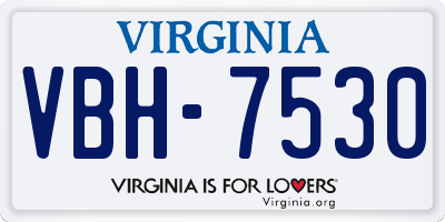 VA license plate VBH7530