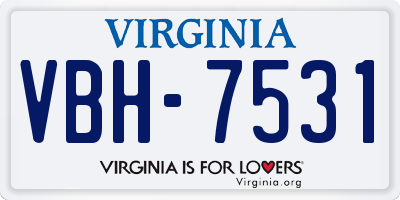 VA license plate VBH7531
