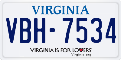 VA license plate VBH7534