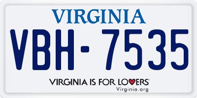 VA license plate VBH7535