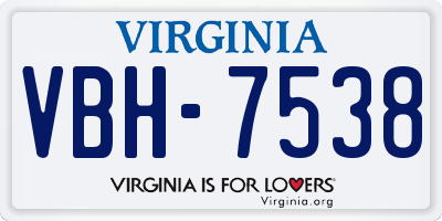 VA license plate VBH7538