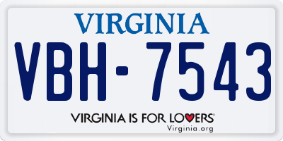 VA license plate VBH7543
