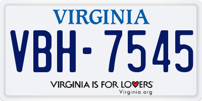 VA license plate VBH7545