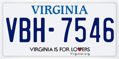 VA license plate VBH7546