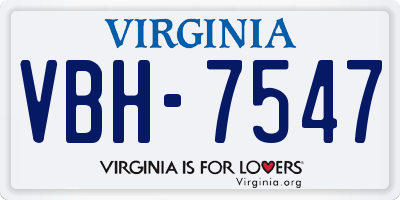 VA license plate VBH7547