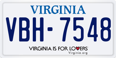 VA license plate VBH7548