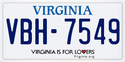 VA license plate VBH7549