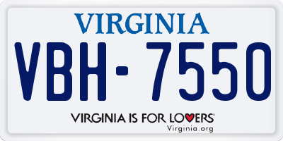 VA license plate VBH7550