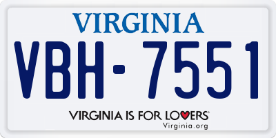VA license plate VBH7551
