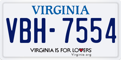 VA license plate VBH7554