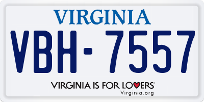 VA license plate VBH7557
