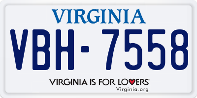 VA license plate VBH7558