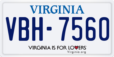 VA license plate VBH7560