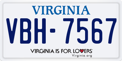 VA license plate VBH7567