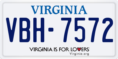 VA license plate VBH7572