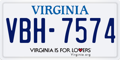 VA license plate VBH7574