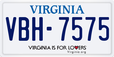 VA license plate VBH7575