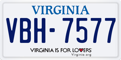VA license plate VBH7577