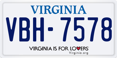 VA license plate VBH7578