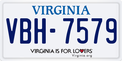 VA license plate VBH7579
