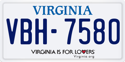 VA license plate VBH7580