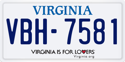 VA license plate VBH7581